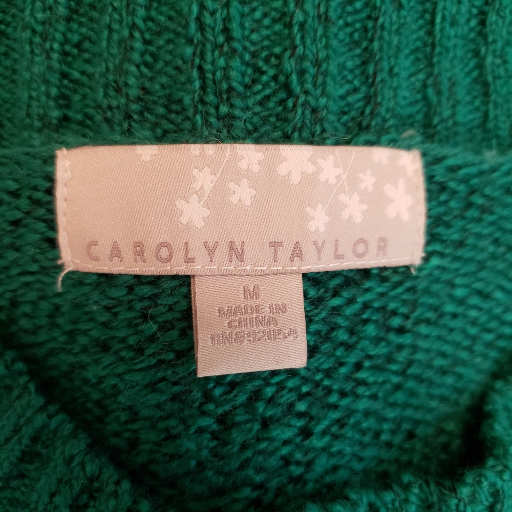 Carolyn Taylor green scoop neck sweater size Med - Picture 4 of 6